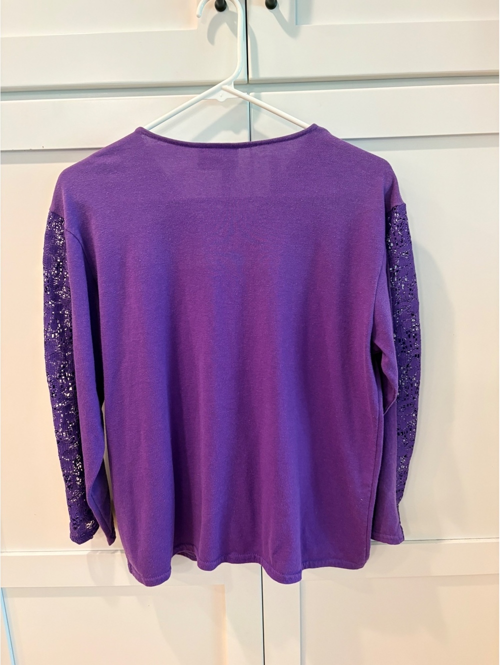 Vintage Sasza Purple Long Sleeve Blouse with Lace and Fringe Detail - Picture 8 of 10